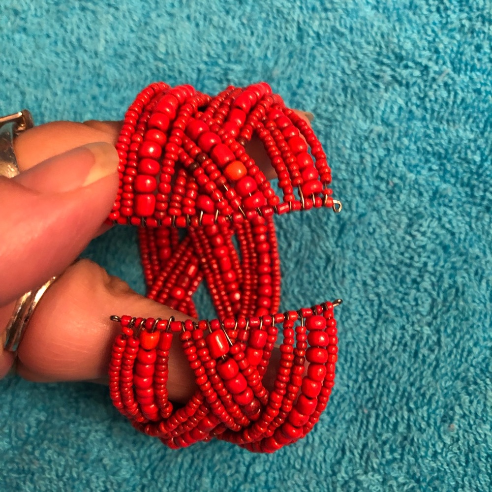 Vintage Orange Beaded Statement Bracelet - image 2